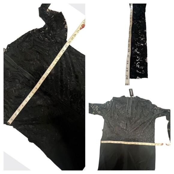 Boohoo lace Top  Low  Scalloped V Jumpsuit Black Sz 12 NWT - Picture 7 of 7